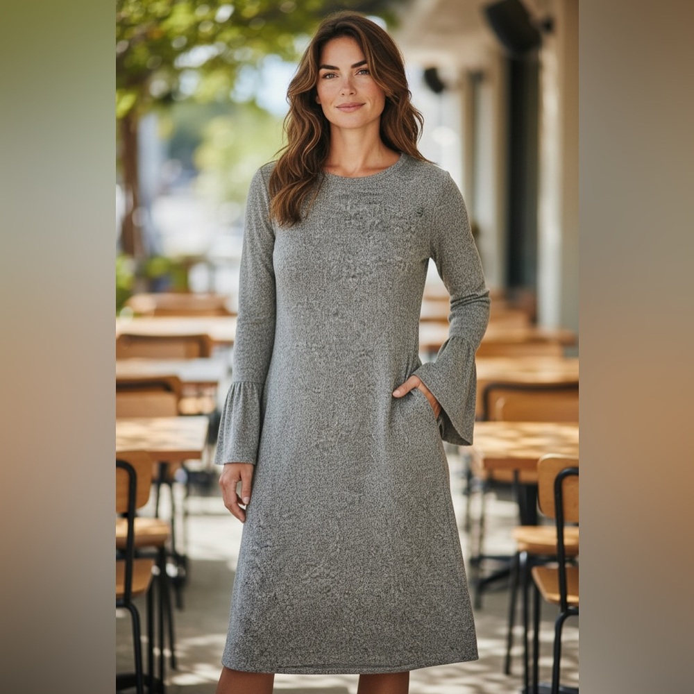 White House Black Market Bowback Sweater Knit Shift Dress Gray Size XXS